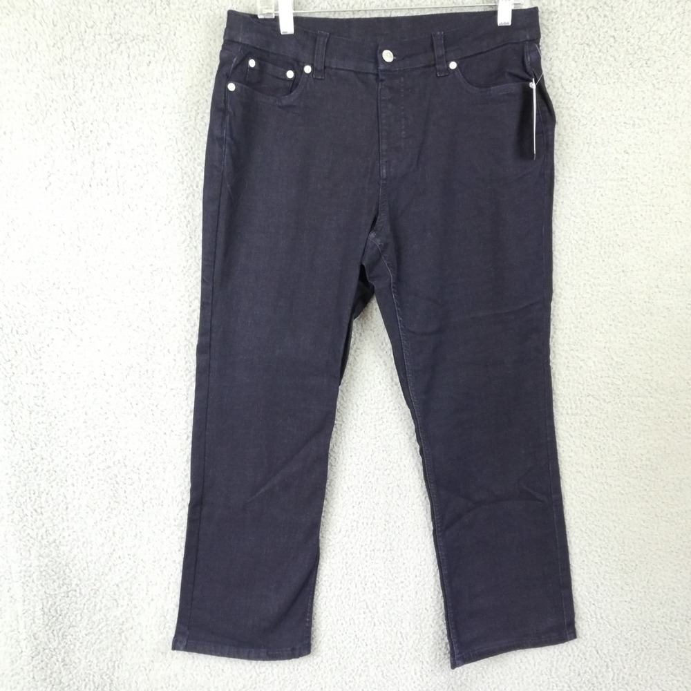 D & Co Womens Jeans Capri Blue Denim Dark Wash High Rise Petite 14P New